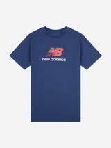 New Balance Boys Jersey Stacked Logo T-Shirt in Navy