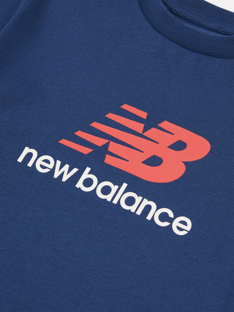 New Balance Boys Jersey Stacked Logo T-Shirt in Navy
