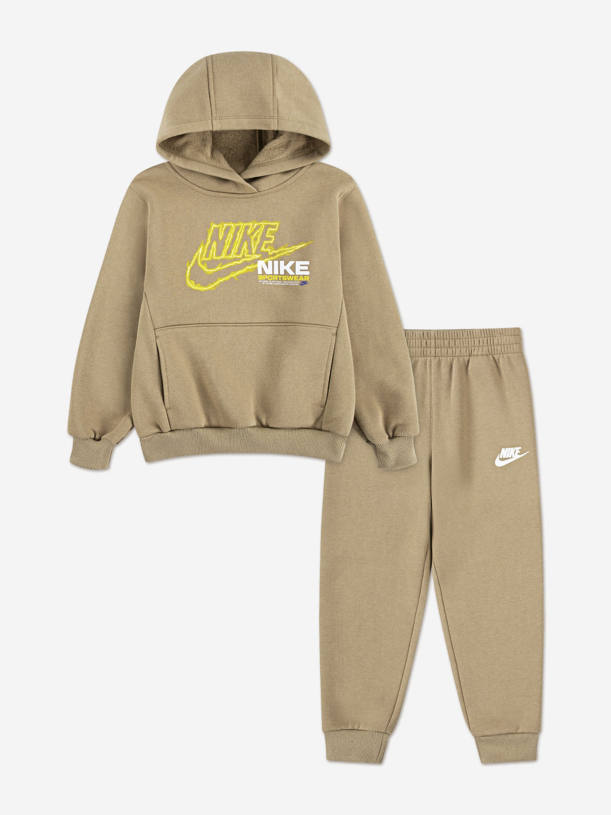 Nike Boys NSW Fleece Tracksuit in Beige