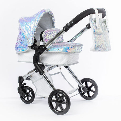 Roma Polly Single Dolls Pram Mermaid – Adjustable Luxury Doll Pushchair, 3 years+
