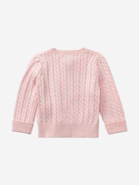 Ralph Lauren Baby Girls Cable Knit Cardigan in Pink