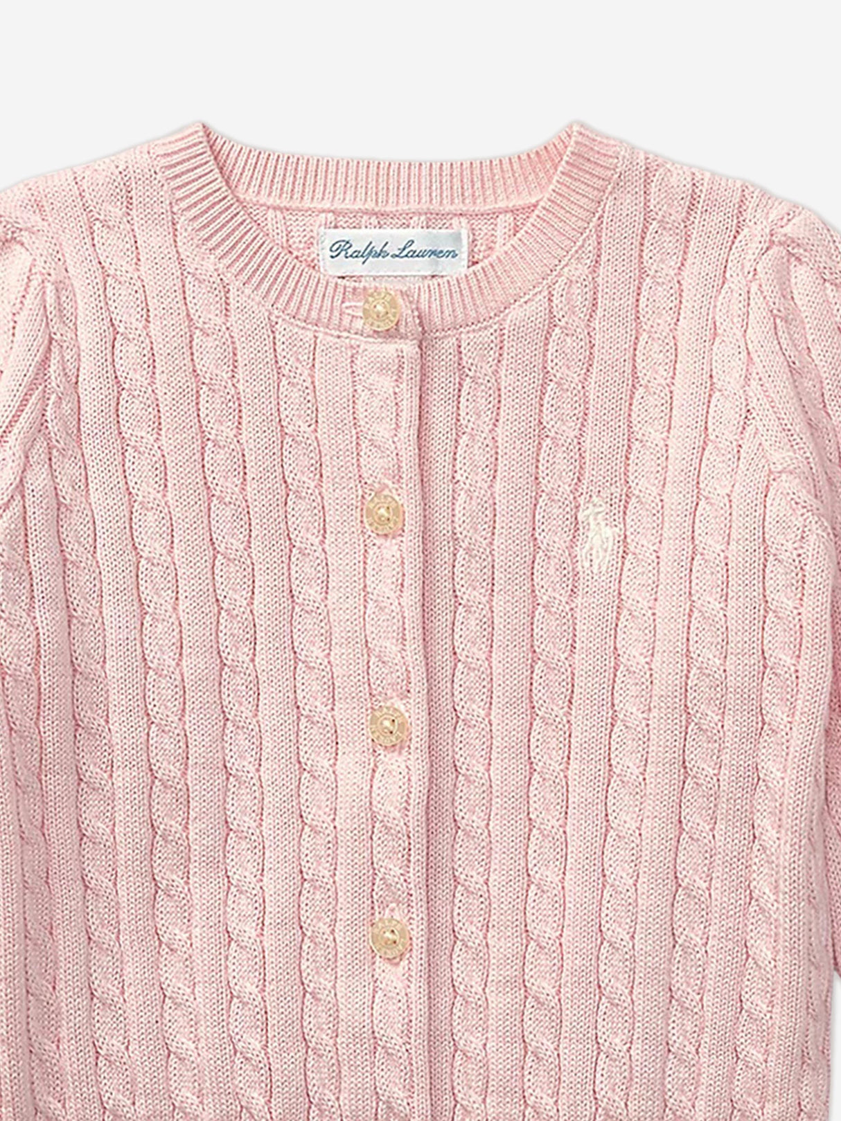 Ralph Lauren Baby Girls Cable Knit Cardigan in Pink