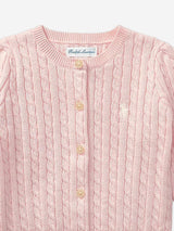 Ralph Lauren Baby Girls Cable Knit Cardigan in Pink