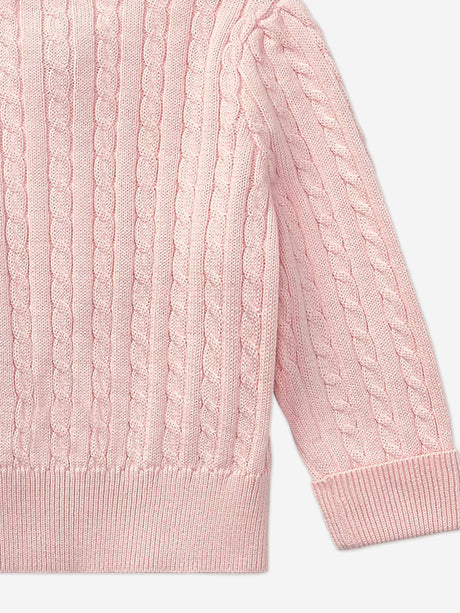 Ralph Lauren Baby Girls Cable Knit Cardigan in Pink
