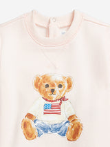 Ralph Lauren Baby Girls Polo Bear Romper in Pink