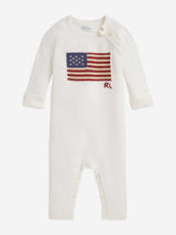 Ralph Lauren Baby Boys Cotton Flag Romper in Ivory