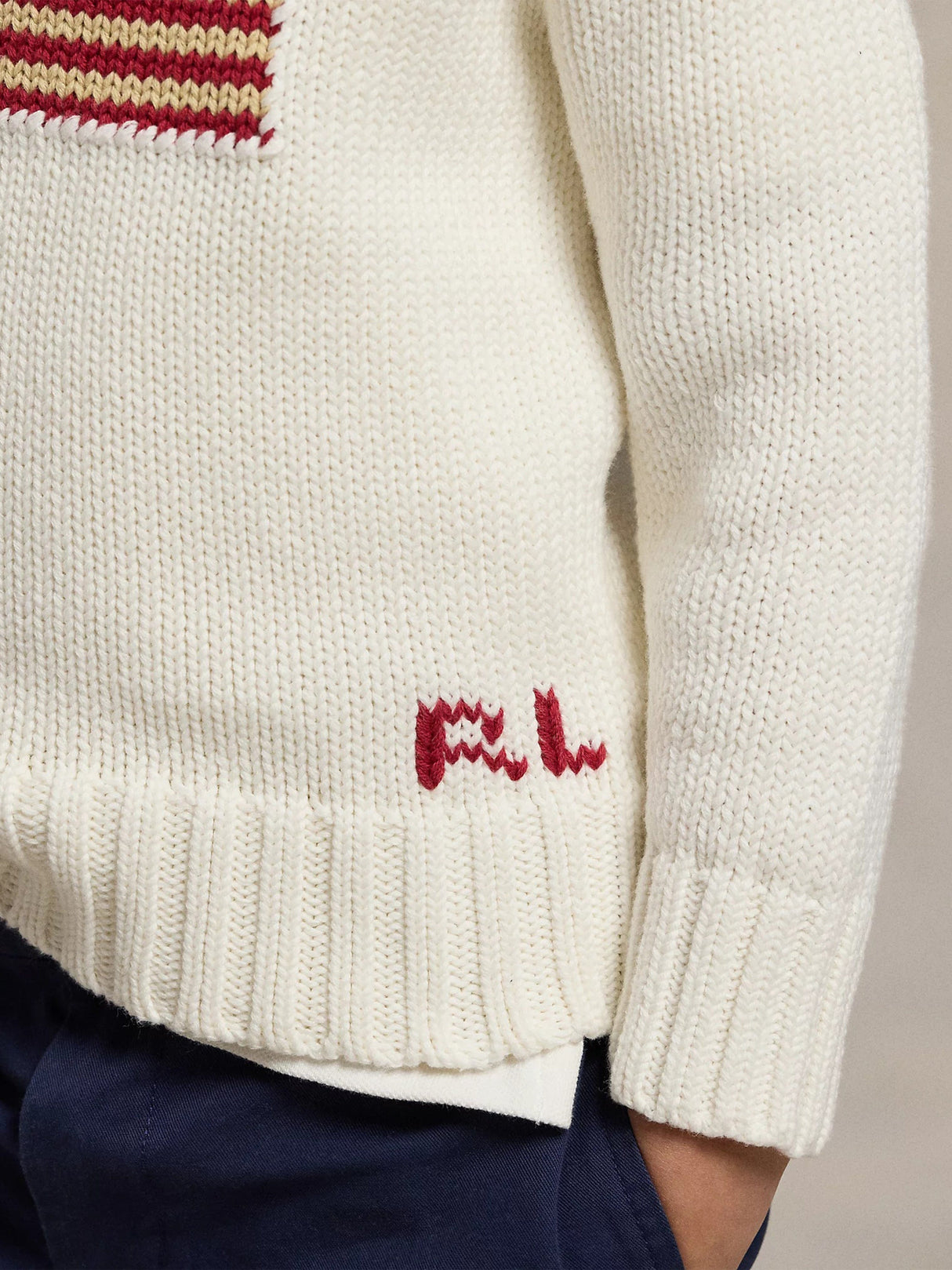 Ralph Lauren Boys Cotton Knit Flag Jumper in Ivory