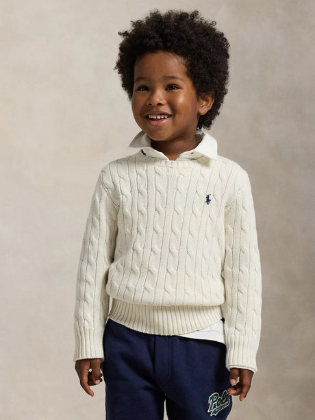Ralph Lauren Boys Cable Knit Jumper in White