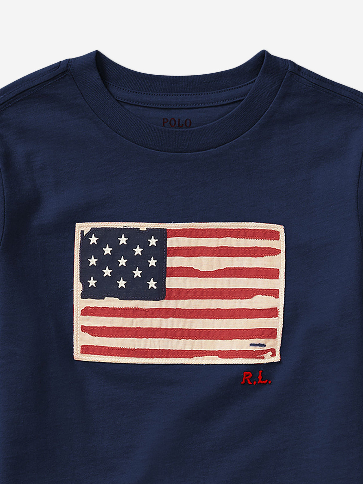 Ralph Lauren Boys Jersey Flag T-Shirt in Navy