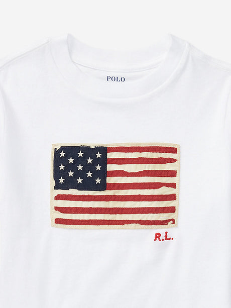 Ralph Lauren Boys Jersey Flag T-Shirt in White