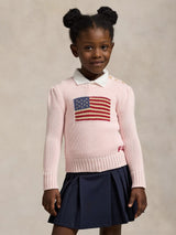 Ralph Lauren Girls USA Flag Jumper in Pink