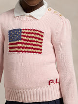 Ralph Lauren Girls USA Flag Jumper in Pink
