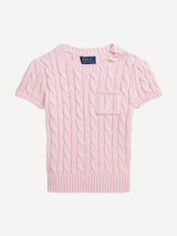 Ralph Lauren Girls Cable Knit Pullover in Pink