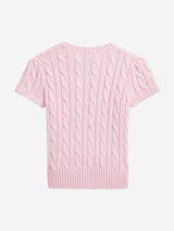 Ralph Lauren Girls Cable Knit Pullover in Pink