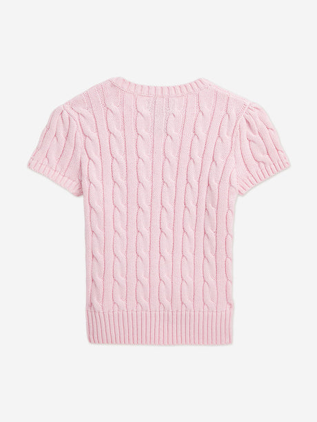 Ralph Lauren Girls Cable Knit Pullover in Pink