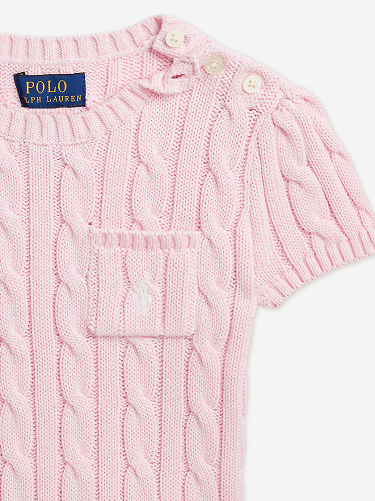 Ralph Lauren Girls Cable Knit Pullover in Pink