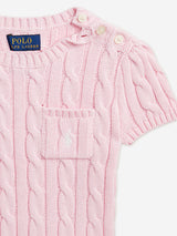 Ralph Lauren Girls Cable Knit Pullover in Pink