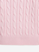 Ralph Lauren Girls Cable Knit Pullover in Pink