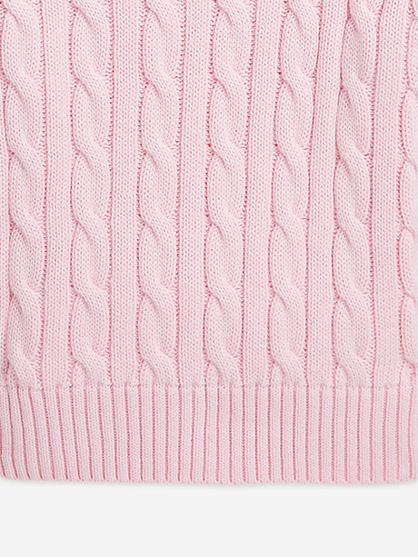 Ralph Lauren Girls Cable Knit Pullover in Pink