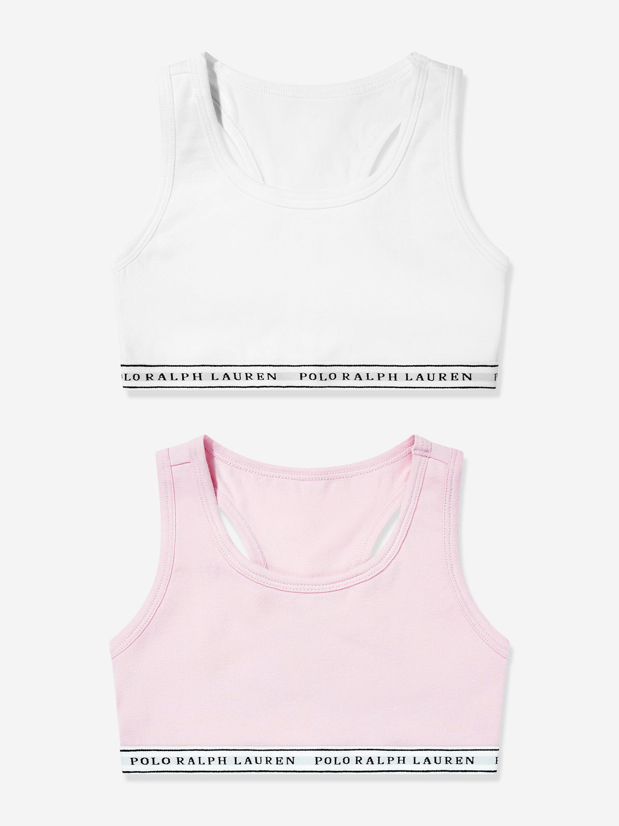 Ralph Lauren Girls 2 Pack Printed Bra Set in White