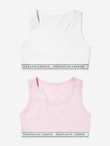 Ralph Lauren Girls 2 Pack Printed Bra Set in White