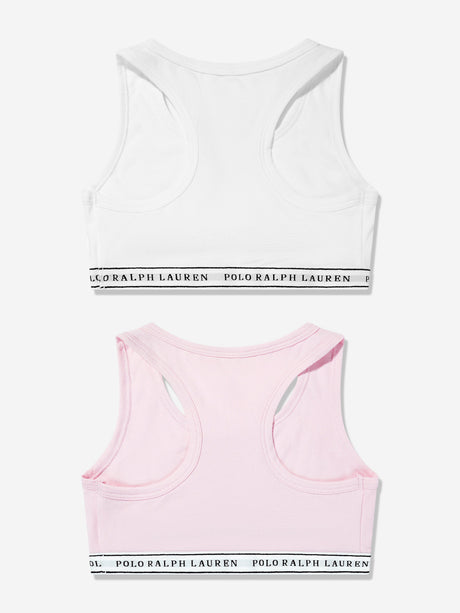 Ralph Lauren Girls 2 Pack Printed Bra Set in White