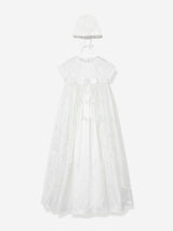 Sarah Louise Baby Girls Silk Christening Robe and Bonnet in Ivory