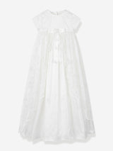 Sarah Louise Baby Girls Silk Christening Robe and Bonnet in Ivory