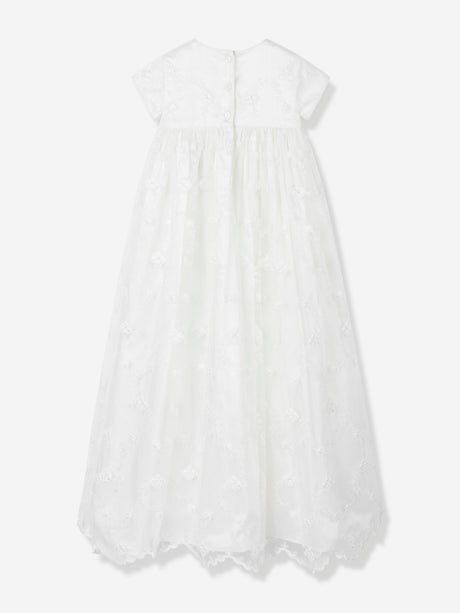 Sarah Louise Baby Girls Silk Christening Robe and Bonnet in Ivory