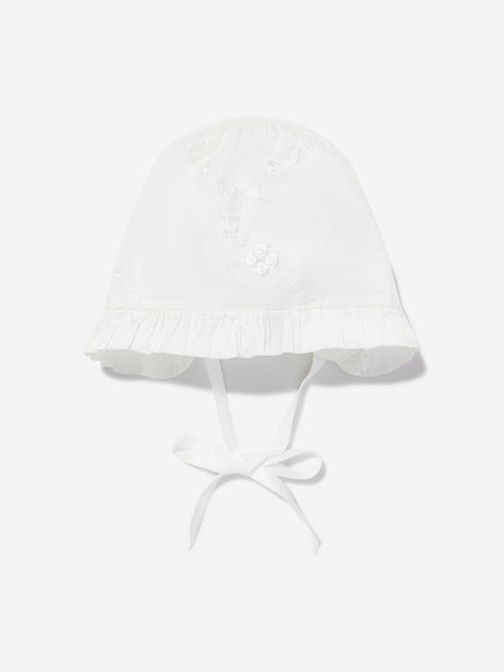 Sarah Louise Baby Girls Silk Christening Robe and Bonnet in Ivory