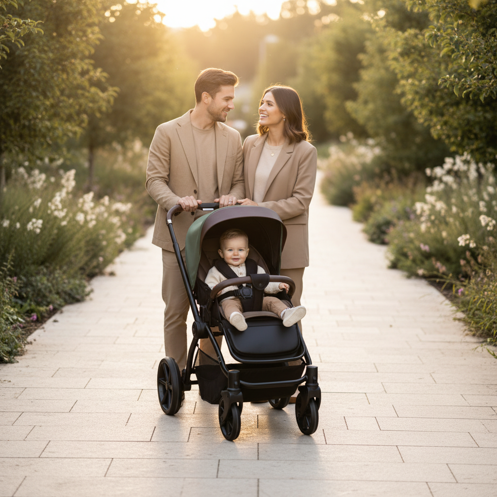 Noordi Sole V3 - 3in1 Travel System with ThermoCot Carrycot + Terra i-Size Car Seat, Woodland Green