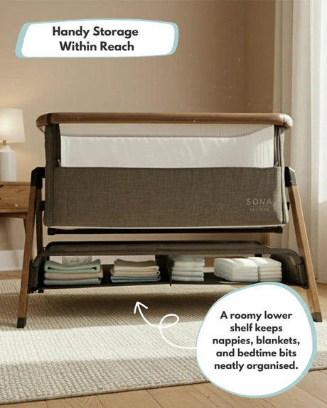Sona Bedside & Co-Sleeping Crib - Grey