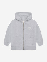 The Couture Club Kids Zip Through Emblem Applique Hoodie in Grey