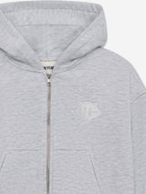 The Couture Club Kids Zip Through Emblem Applique Hoodie in Grey