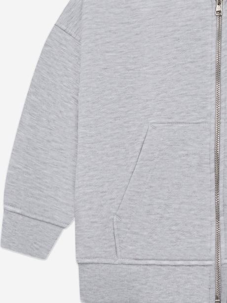 The Couture Club Kids Zip Through Emblem Applique Hoodie in Grey