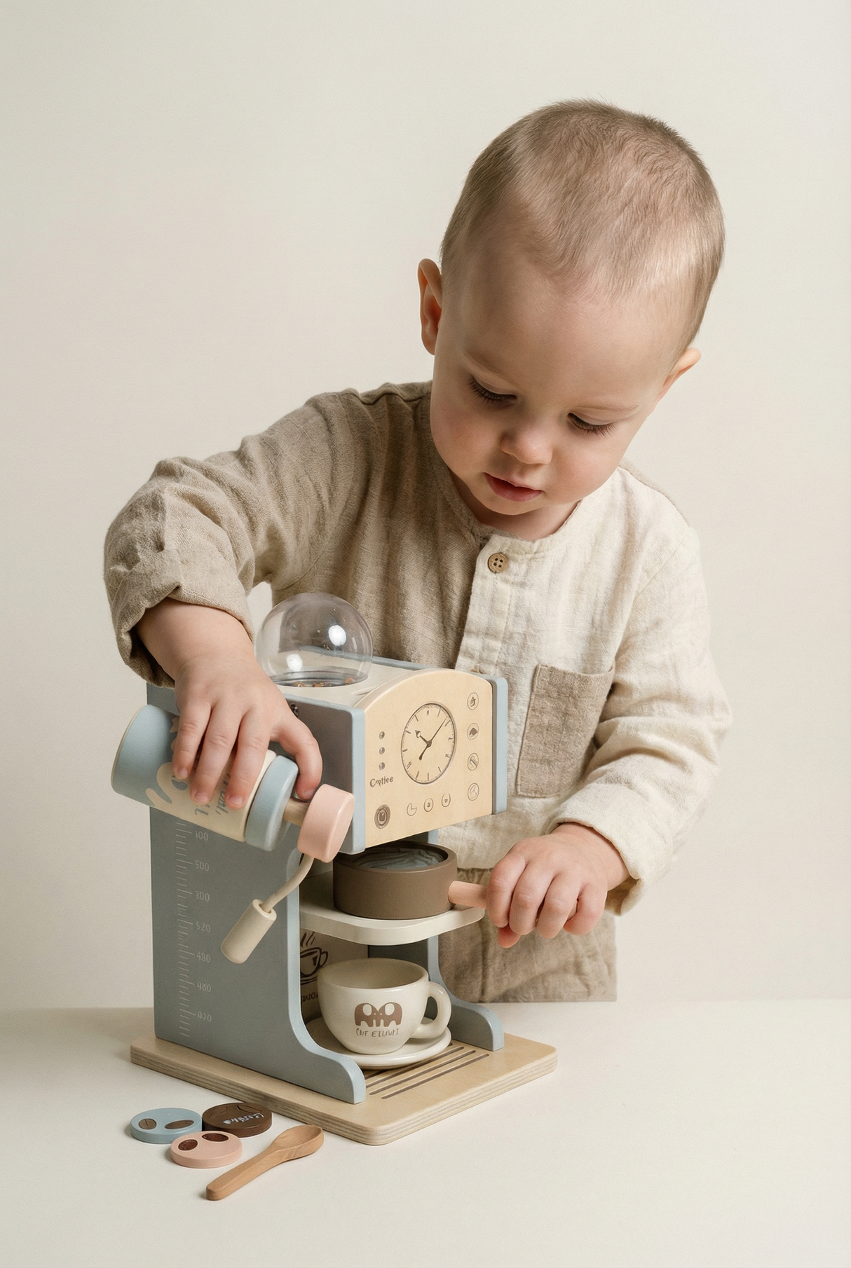 Wooden Coffee Maker Toy Set – Blue