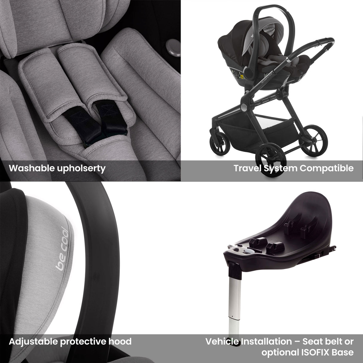 Noordi Sole Go 3in1 + Travel Carrier Car Seat, Black