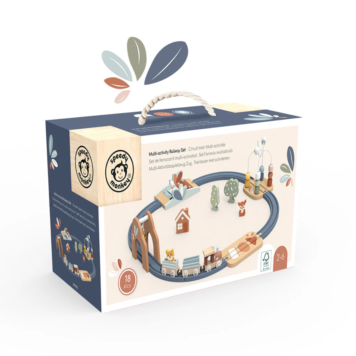 Speedy Monkey Mult-Activity Wooden Train Railway Set