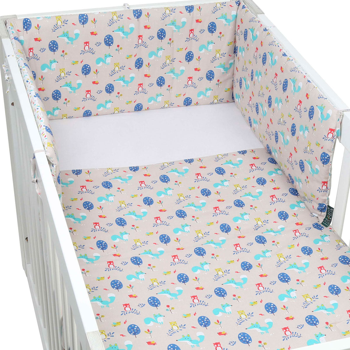 FORREST 3 Piece Reversible Cot Bed Set – Organic Cotton Baby Bedding - Woody