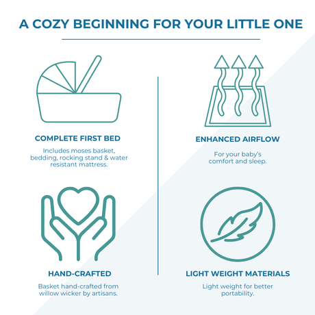 White Dimple Grey Wicker Baby Moses Basket With Stand