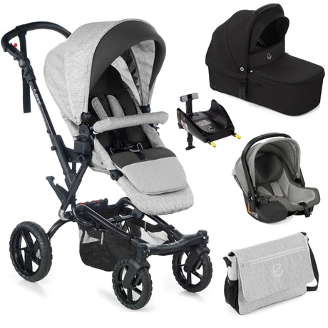 Jané Crosswalk-R All-Terrain Travel System with Sweet Carrycot & Koos iSize R1, Tech Mouse / Black Grey