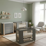 Cocoon Evoke 4 in 1 Nursery Furniture System – Bassinet, Cot, Toddler Bed & Sofa, Dove Grey / Natural Wash
