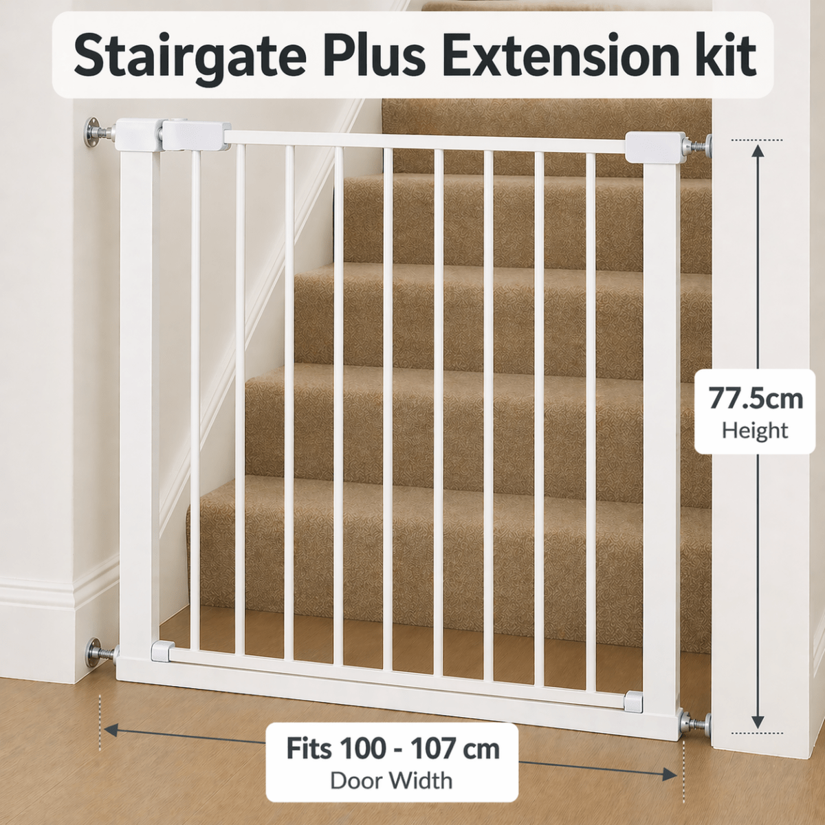 Baby Safety Stair Gate Pressure Fit Extra Wide No Drill