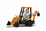 JCB 12V Electric Ride-On Digger Tractor with Trailer & Backhoe, 3-8 years