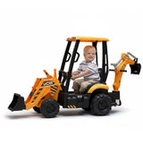 JCB 12V Electric Ride-On Digger Tractor with Trailer & Backhoe, 3-8 years