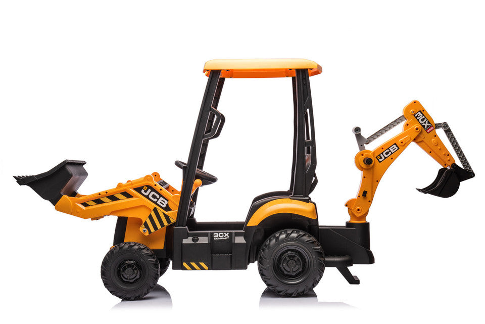 JCB 12V Electric Ride-On Digger Tractor with Trailer & Backhoe, 3-8 years