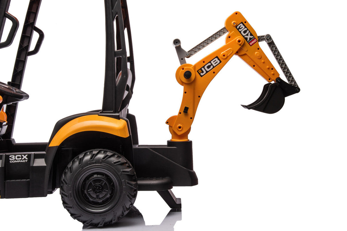 JCB 12V Electric Ride-On Digger Tractor with Front Loader & Backhoe, 3-8 years