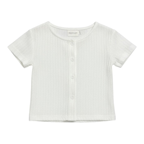 White Ribbed Ruffle Hem Button Top & Shorts Set