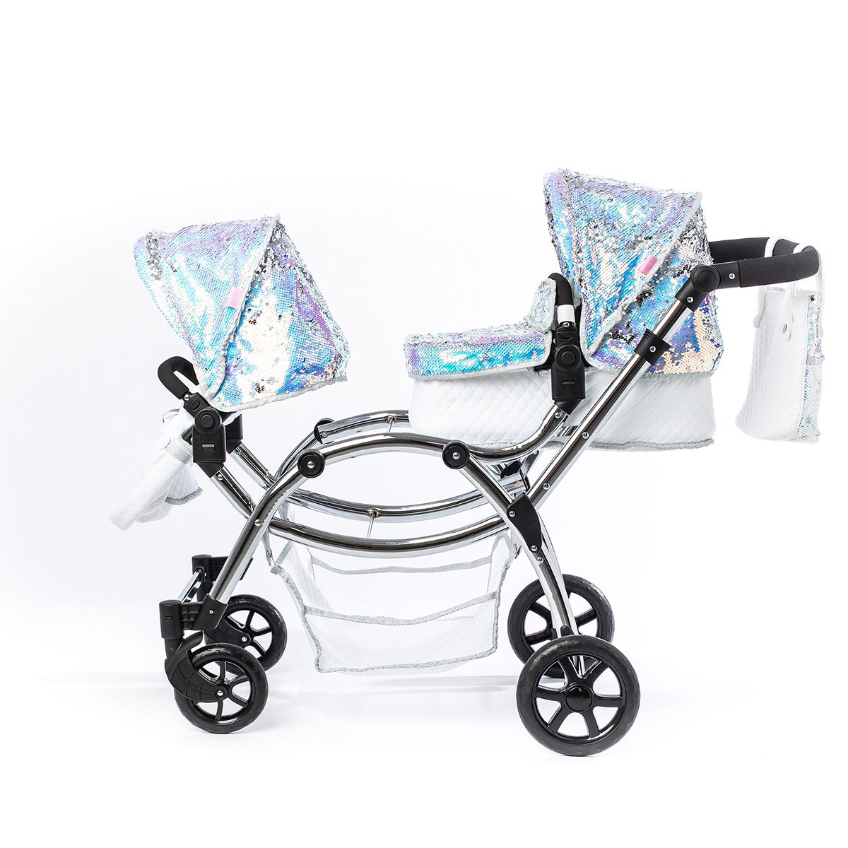 Roma Polly Twin Dolls Pram Mermaid – Adjustable Twin Doll Pushchair, 3+ years
