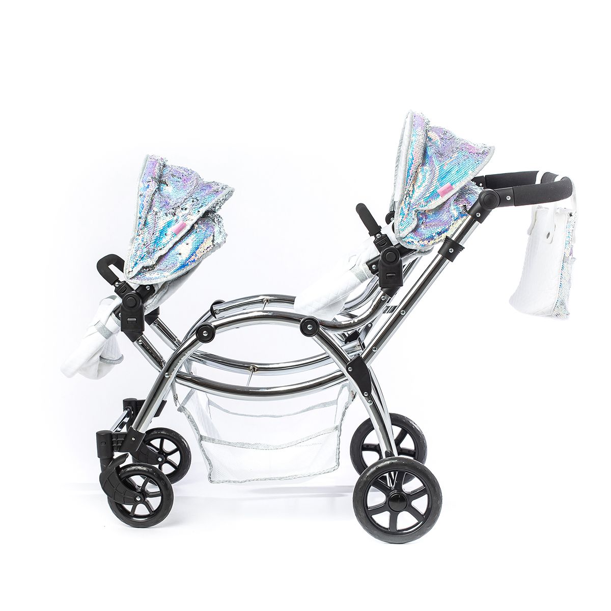 Roma Polly Twin Dolls Pram Mermaid – Adjustable Twin Doll Pushchair, 3+ years